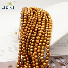 Lii Ji, натуральный, 3 цвета, можно выбрать, бусины из пресноводного жемчуга, 7-8 мм, близорукая круглая форма для DIY браслета, ожерелья, около 37 см