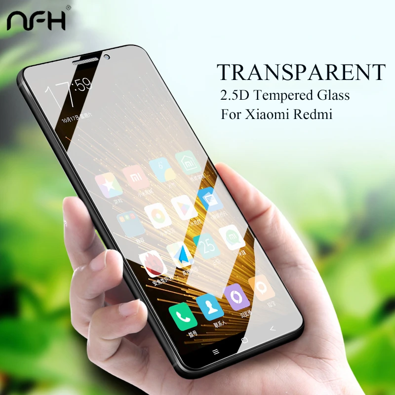 

NFH 2.5D Tempered Glass For Redmi Xiaomi Redmi 5 9H Transparent Screen For Xiaomi Redmi 3 3S 4A 4X Note 4 3 5A 5 Plus Glass Film