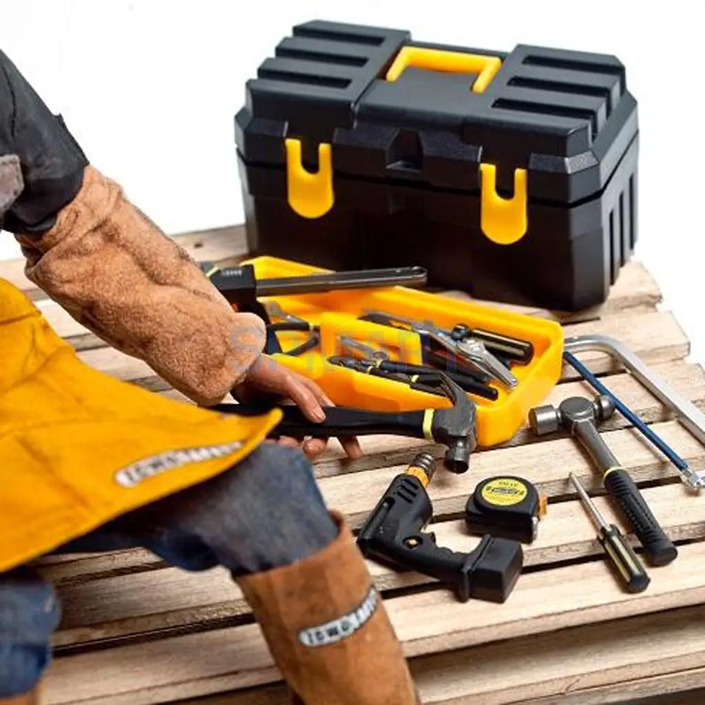 6 Scale Zubehör Schwarz Toolbox Handwerkzeuge Reparatur Befestigungssatz 1 