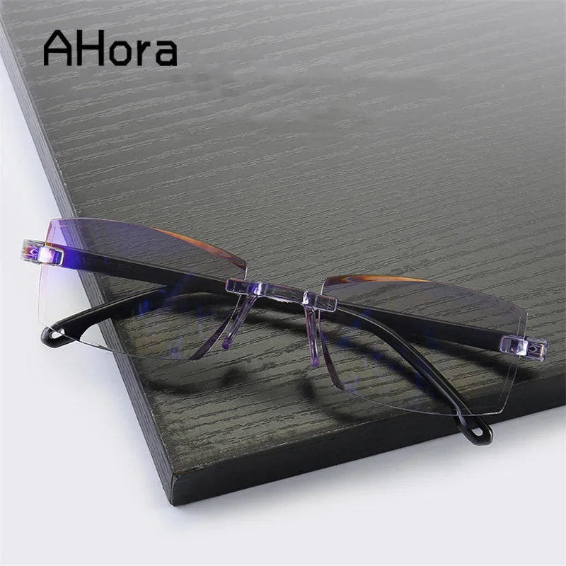 

Ahora Bifocal Anti Blue Ray Reading Glasses Men Women Rimless Cutting Reading Presbyopia Eyewear for Ladies Blue Light Glasses