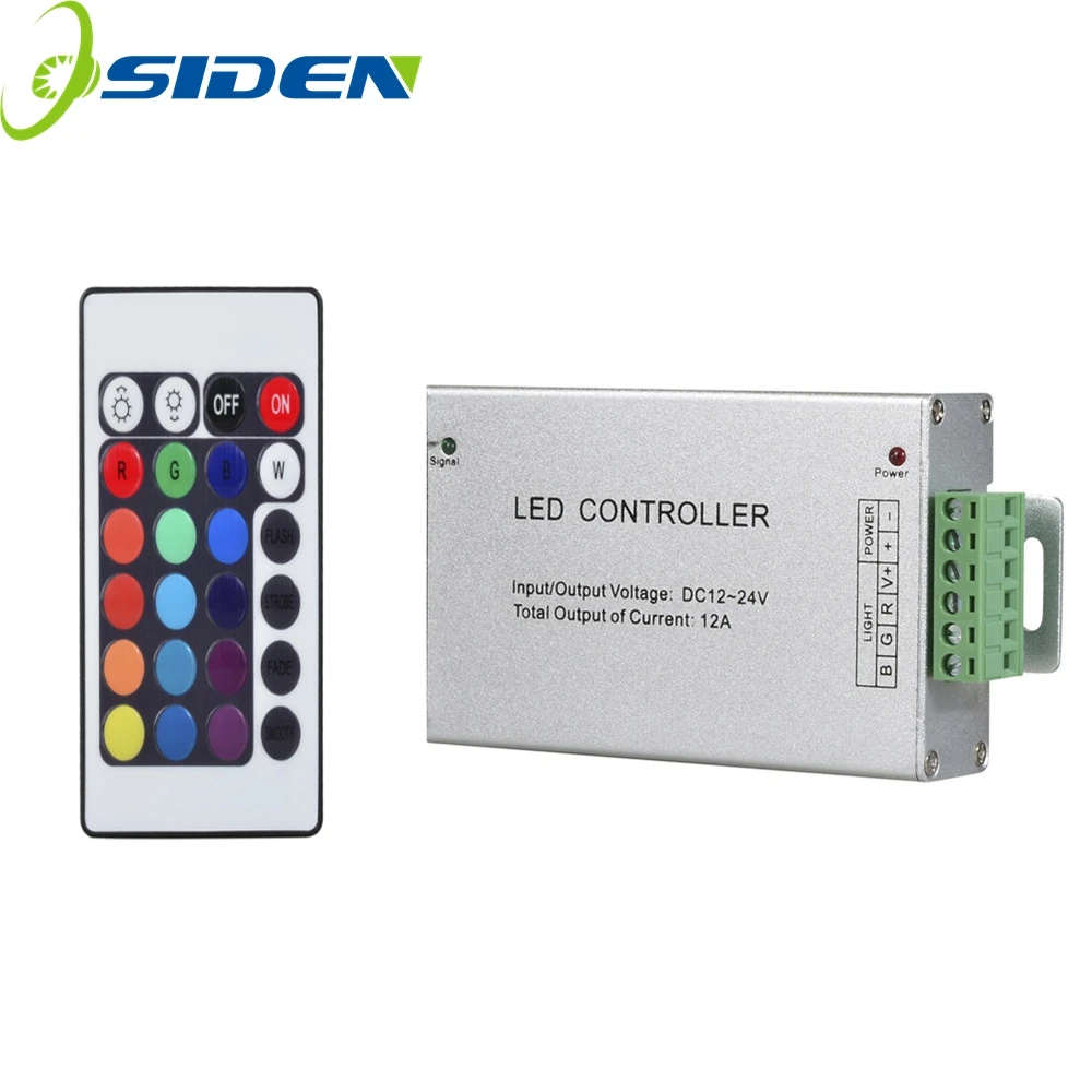 OSIDEN 50PCS LED RGB Controller DC1224V 12A 24A 24Key IR Remote Controller for SMD 3528 5050 RGB LED Strip Lights BY DHL