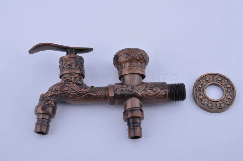 SPRING SUMMER Long garden double use Bibcock faucet tap crane Antique Finish Wall Mount Washing Machine Water Faucet Taps