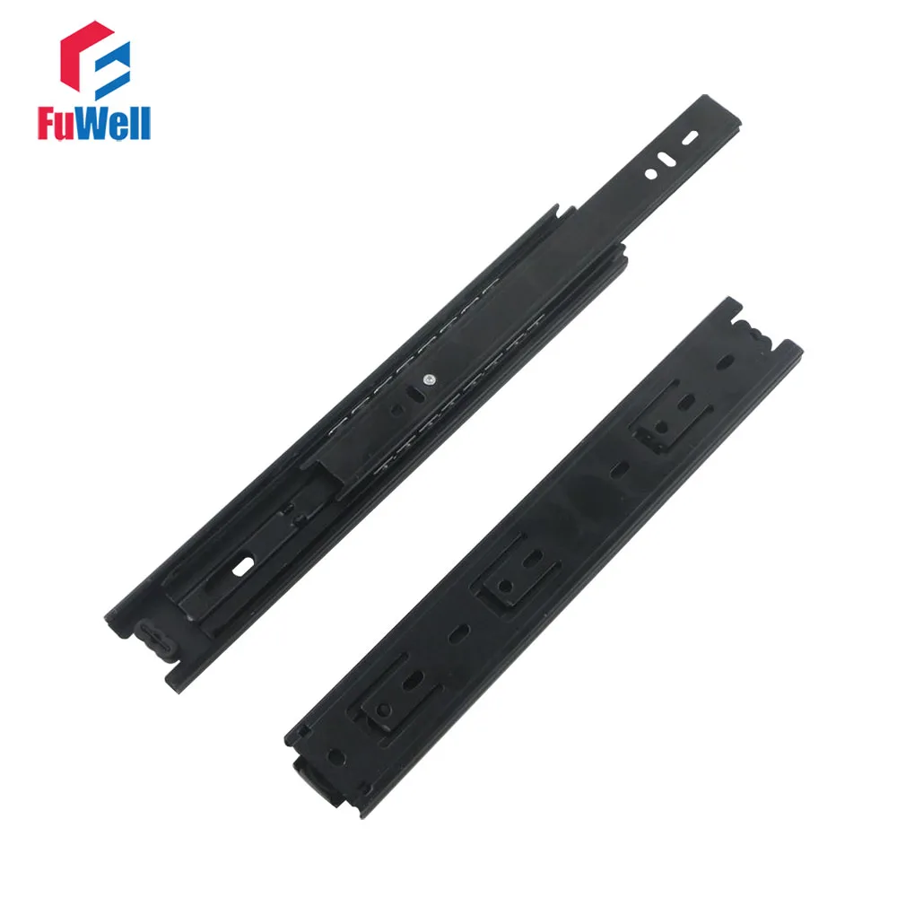 

2pcs Drawer Sliding Rail 40mm Width 10/14/16/18/20'' Black Cold-Rolled Steel Fold Telescopic Ball Bearing Drawer Slide Runner
