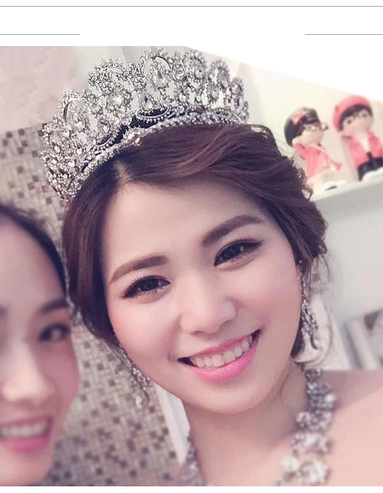Europeu Do Vintage Joias de Prata Noiva Quinceanera Coroas De Cristal Strass Tiaras Pageant acessorios Do Cabelo Do Casamento Acessórios Para Noivas (5)