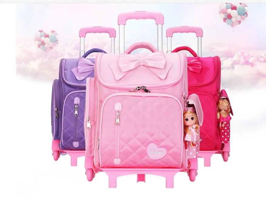 Mochila com rodinhas para escola infantil, bolsa