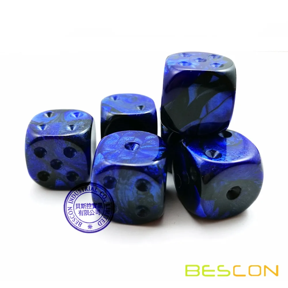 Bescon неокрашенные Близнецы 16 мм игровые кости с пустой 6-й стороной, 3 разных цвета набор из 18 шт, двухцветные кости