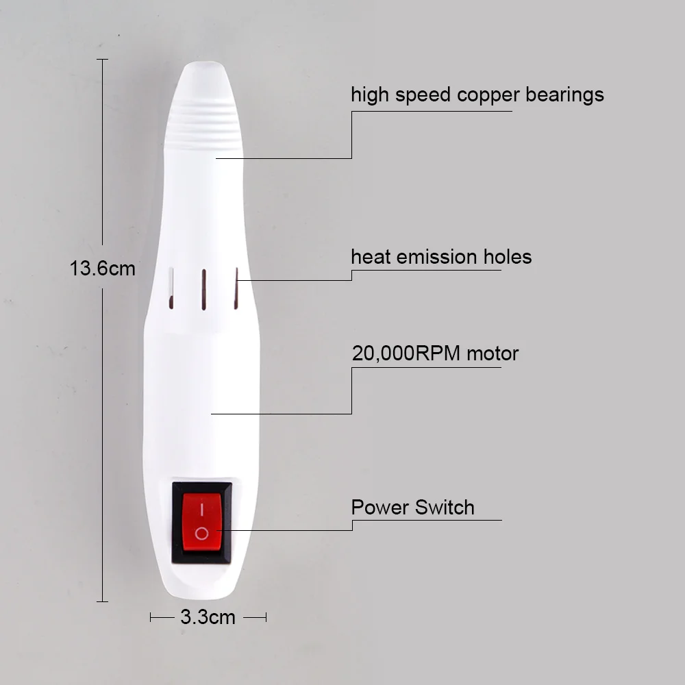 Nail Drill Electric Apparatus for Manicure Gel Cuticle Remover Milling Drill Bits Set 20000RPM Pedi