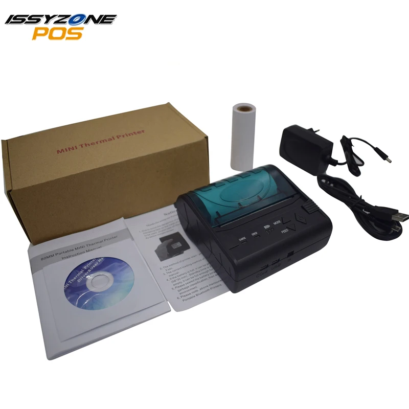 IssyzonePOS IMP004Thermal استلام 80 مللي متر المحمولة بلوتوث الباركود POS فاتورة طابعة الصور دعم الكمبيوتر أبل الروبوت SDK مجانا