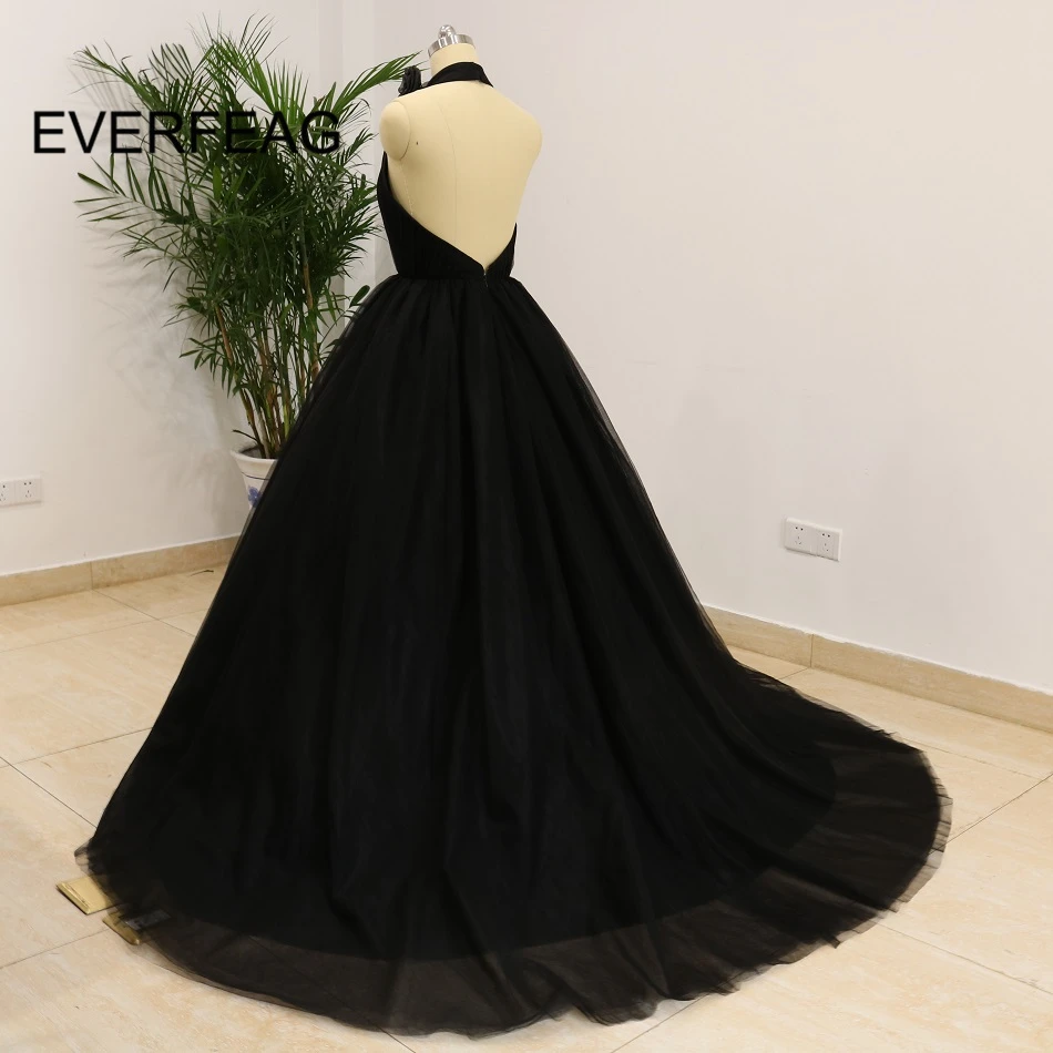Реальное изображение, сексуальное бальное платье, платья для выпускного вечера, черное с глубоким v-образным вырезом, Тюлевое платье на бретельках с цветочным рисунком, Длинные вечерние платья, vestido longo, на заказ