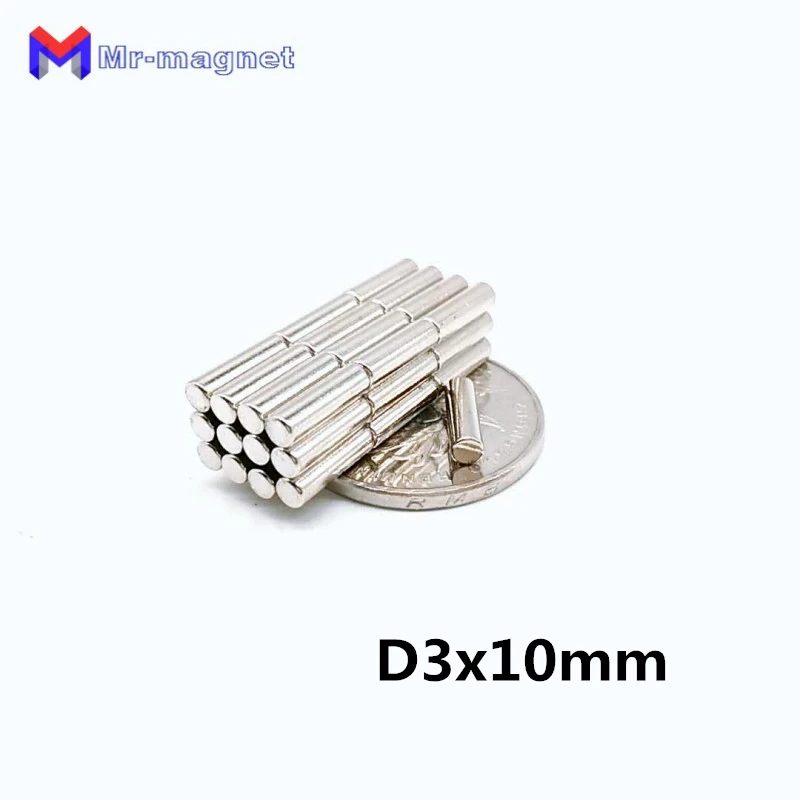 100 шт. d3x10 мм редкоземельный неодимовый магнит 3x10 3 x 10 d3mmx10мм D3 * 3x10мм | Обустройство