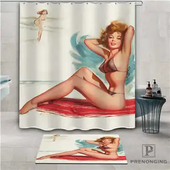 

Custom pin up lady (1) Waterproof Shower Curtain Doormat Home Bath Bathroom Polyester Fabric Multi Sizes#2019-01-12-270