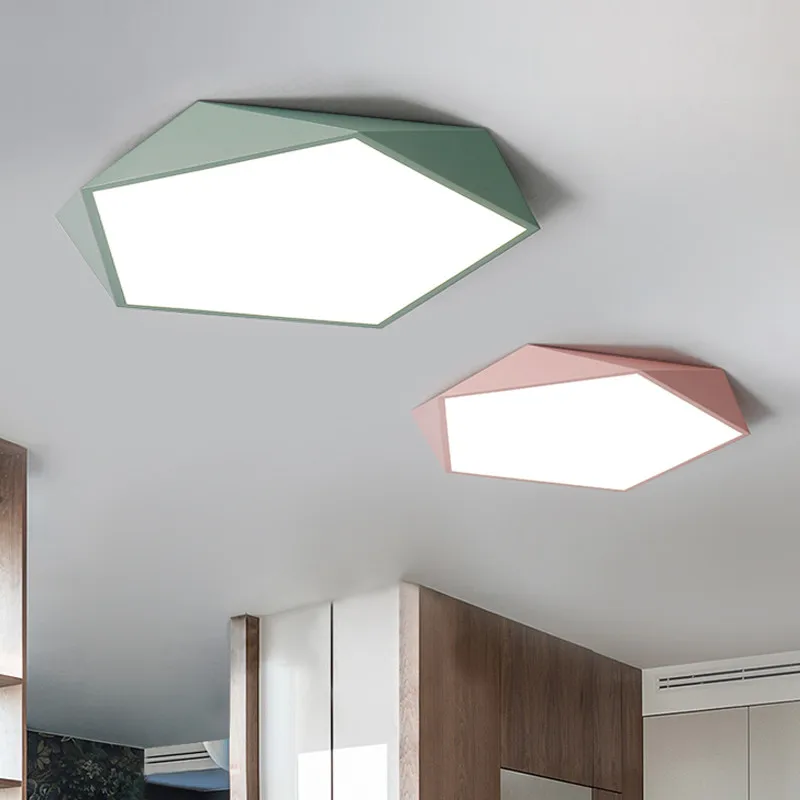 Современные светодио дный потолочный светильник геометрические полигон гладить металл, ПВХ внутреннего освещения Спальня столовой чехлы