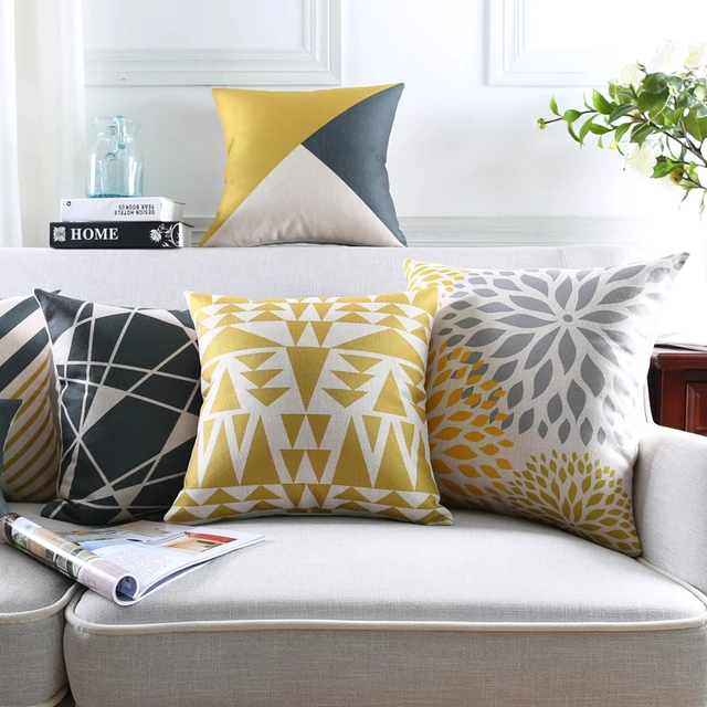 Nordic Style Cushion Cover Home Decor Yellow Gray Decorative Pillows Nordic Style Cushion Cover Home Decor Yellow Gray Decorative Pillows Case Triangle Abstract Geometric