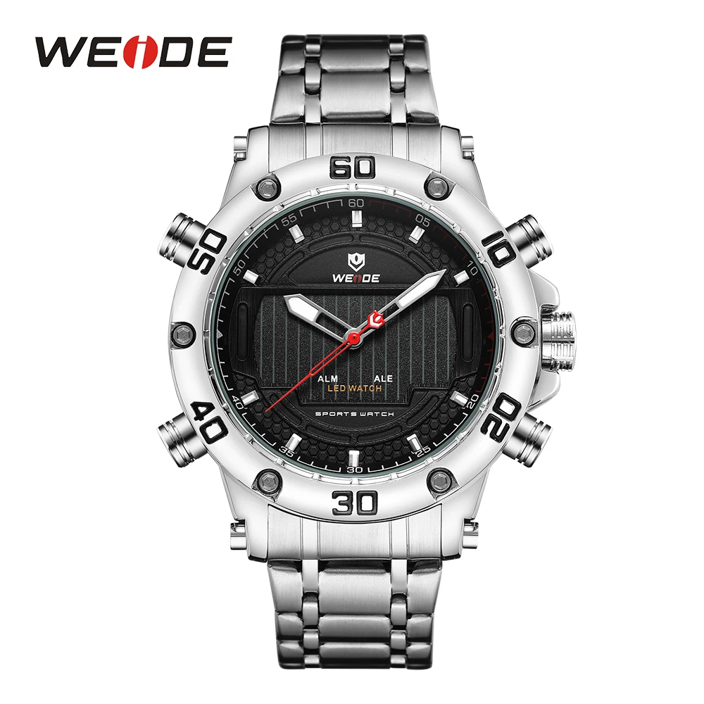 

WEIDE Drop Shipping Top Brand LED Stainless Steel Strap Band Army Quartz Clock Military Wristwatch Waterproof Relogio Masculino