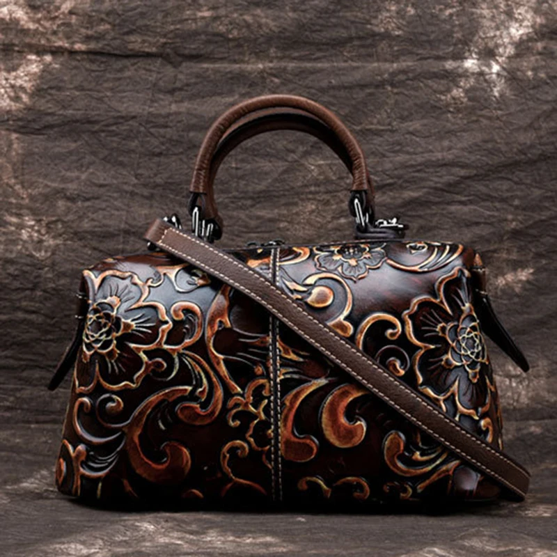 Women Genuine Leather Bag Messenger Shoulder Handbag Retro Real Cowhide Cross Body Tote Purse Embossed Top Handle Pillow Bags Women Genuine Leather Bag Messenger Shoulder Handbag Retro Real Cowhide Cross Body Tote Purse Embossed Top Handle Pillow Bags
