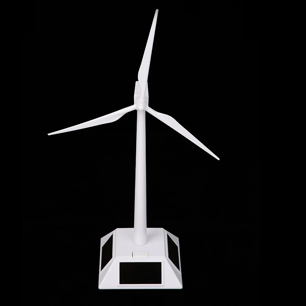 Solar Powered Rotating Base Desktop Model-Solar Powered ABS Plastics Windmills/Wind Turbine White for Kids Children Toys