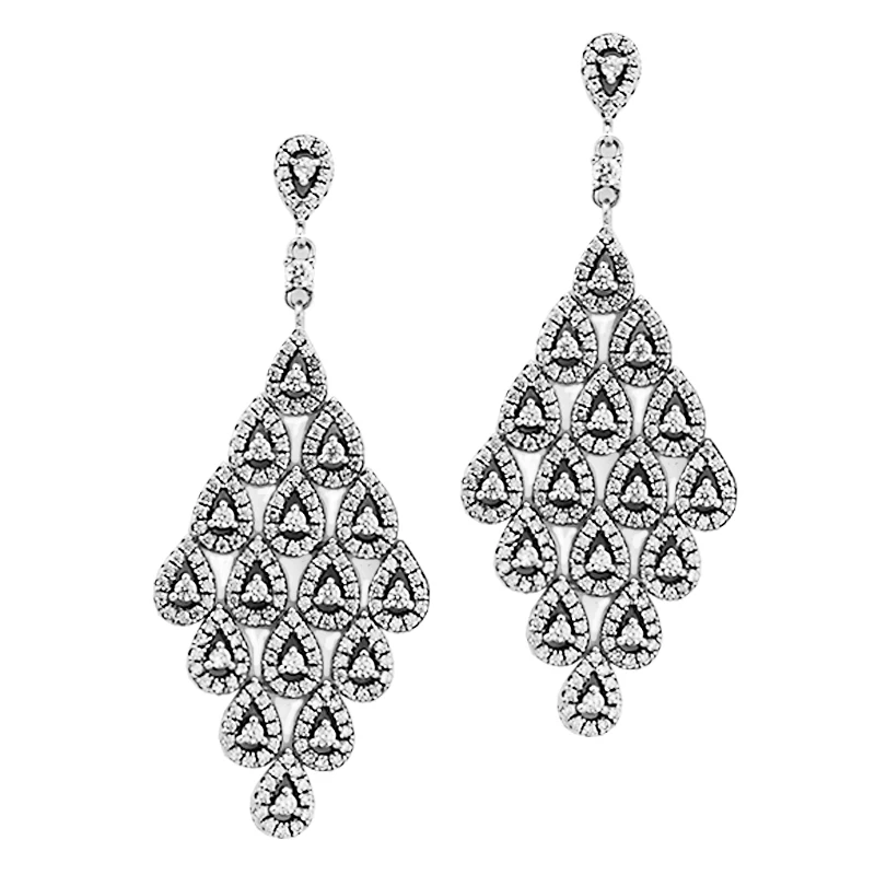 

Earrings 100% 925 Sterling Silver Cascading Glamour Large Hanging Stud Earrings for Women Gift free shipping PFE094A