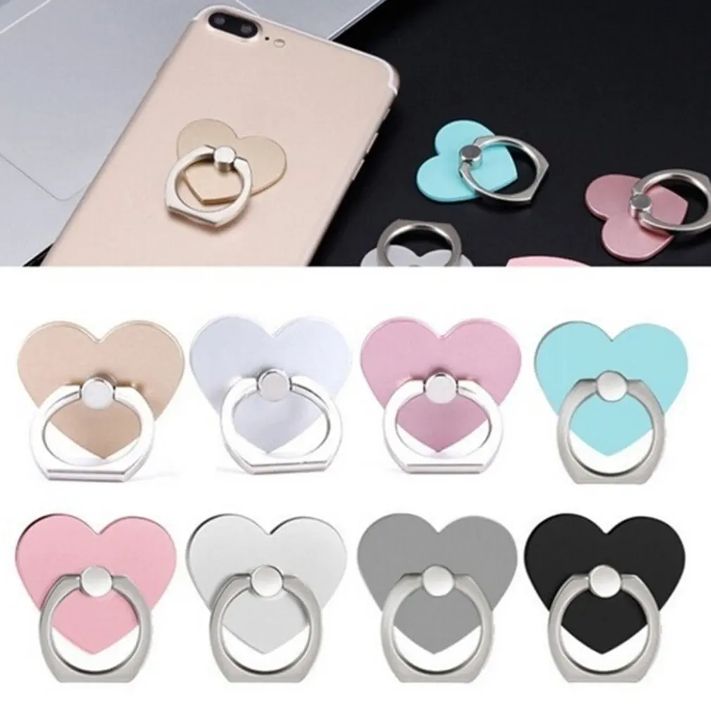 

Heart Shape Ultra-Thin Metal Bracket Anti Falling Folding Finger Ring Buckle Mobile Bracket Universal Smartphone Bracket