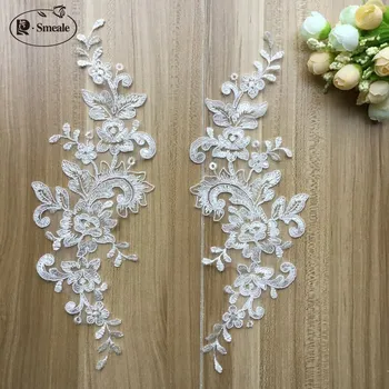 

10PC Car Bone Lace Flowers DIY Hair Accessories Lace Bridal Gown Wedding Shoes Head Ornaments Applique Patches RS1815