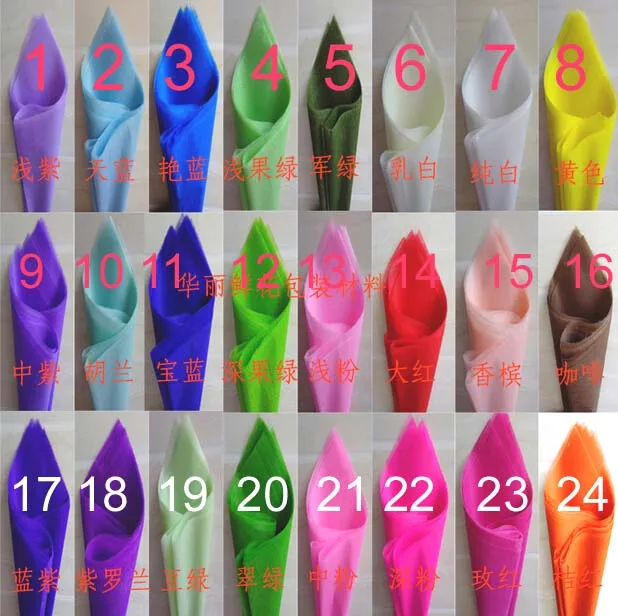 

50CMX50CM appro 50Pcs Solid Color Tissue Paper Gift Packing Paper Flower Wrapping Material Many Colors NL721