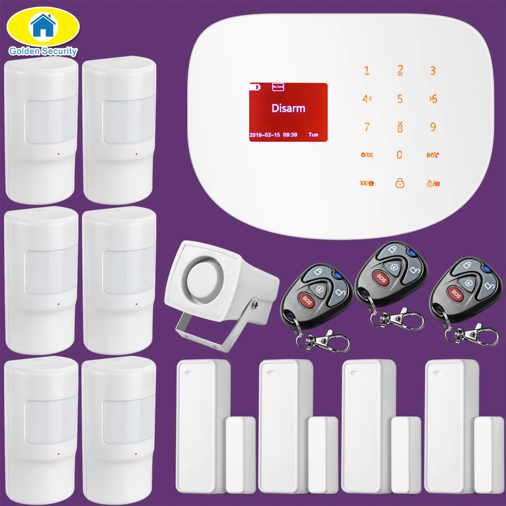 S2W Wi-Fi GSM GPRS беспроводной проводной домашний бизнес Охранная Сигнализация приложение управление сирена детектор движения PIR датчик дыма - Цвет: Set E