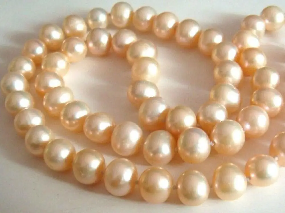 

HUGE 18" 10-11MM PERFECT ROUND AAA+ SOUTH SEA PINK PEARL NECKLACE 925silver Gold Clasp