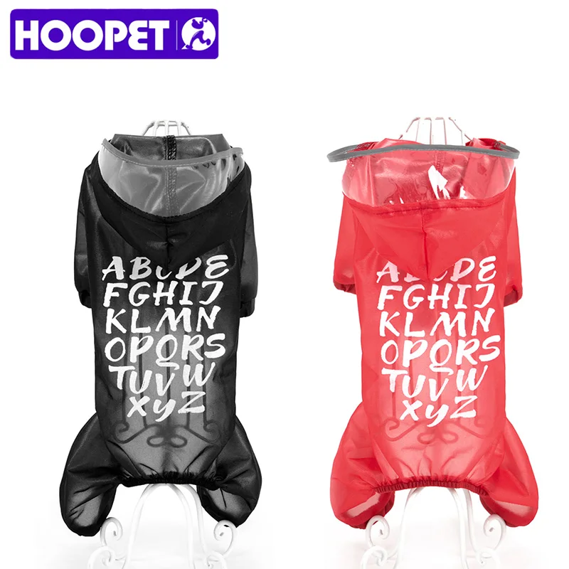 

HOOPET Pet Dogs Raincoat Out Door Walking Waterproof Red and Black Rain Cover Water Protection Clothes