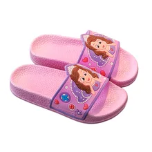 Детские нескользящие легкие дышащие сандалии принцессы Софии с мягкой подошвой для девочек домашние тапочки