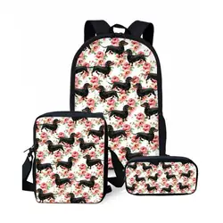 ThiKin из 3 предметов для девочек комплект школьных сумок Милая Одежда для собак печати ранцы для детей опрятный основной Детские ранцы Mochila