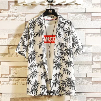 

Print Brand Summer Hot Sell Men's Beach Shirt Fashion Short Sleeve Floral Loose Casual Shirts Plus Asian SIZE M-4XL 5XL Hawaiian