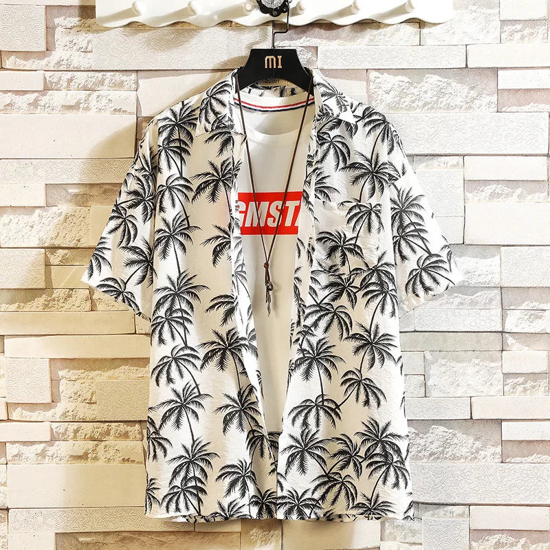 Kopen Print Merk Zomer Heet Verkoop Mannen Strand Shirt Fashion Korte Mouw Bloemen Losse Casual Shirts Plus Aziatische Grootte M 4XL 5XL Hawaiian