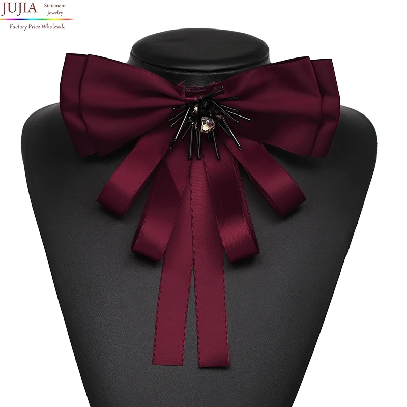 

JUJIA 4 colors fashion Clothing Accessories Jewelry ribbon bowknot Brooches Pins for Women statement Brooch