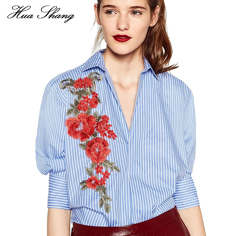 Aliexpress.com : Buy Women Autumn Embroidery Flowers Long Blouse Shirts ...