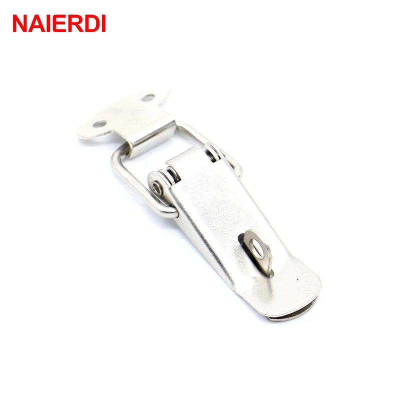 4PC NAIERDI-J106 Cabinet Box Locks Spring Loaded Latch Catch Toggle 27*63 Iron Hasps For Sliding Door Window Furniture Hardware