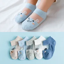 5 пар/партия, новые летние тонкие носки в сеточку детские милые носки для новорожденных мальчиков и девочек с мультяшными животными носки для маленьких девочек детские короткие носки