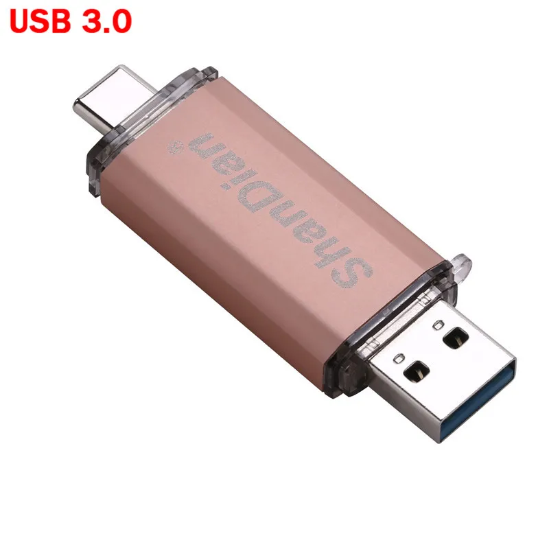 SHANDIAN торговля логотип клиента тип-c 3,1 usb флеш-накопитель Флешка 8 г 16 г 32 г 64 г Флешка карта памяти для телефонов android - Цвет: Rose gold