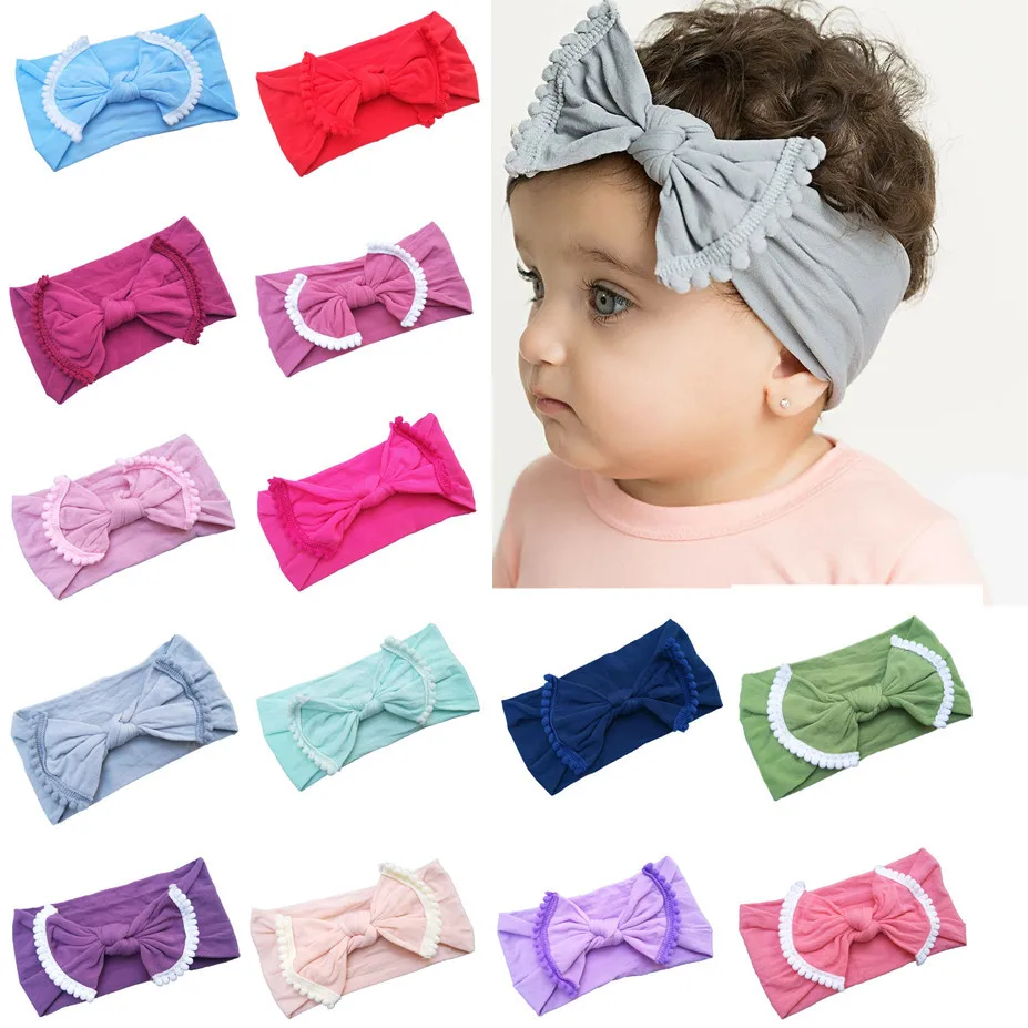 Cute Kids Baby Girls Cotton Bow Hairband Headband Stretch Turban Knot Head Wraps