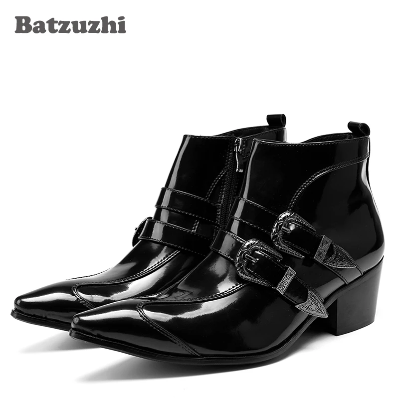 Cm 6 Curtas Preto Inverno Boots Couro outono Botas De Batzuzhi Japonês Ankle Saltos Estilo Moda Moto Mens 5 Homens E4nwA