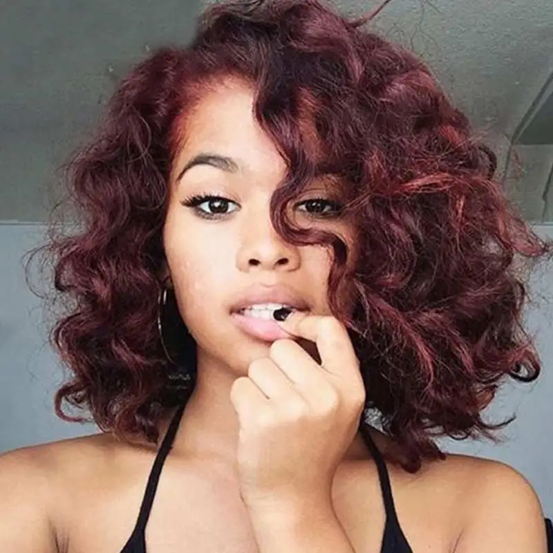 Short Wigs for Black Women Red Wig Cheap Curly Synthetic False Hair Heat Resistant Short Natural Cheap Hair Wig for Women Sale