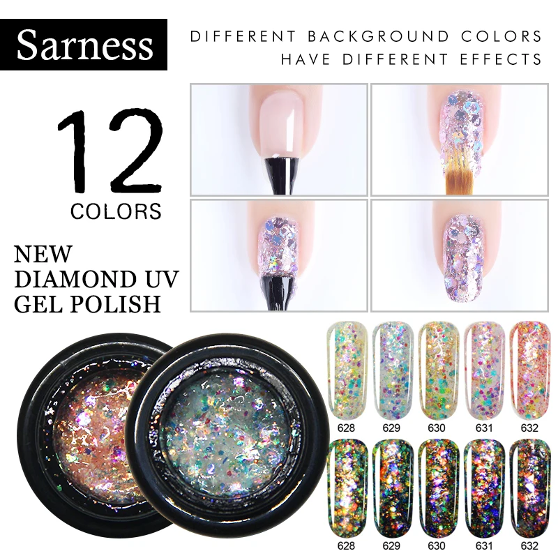 

Sarnss Sequins Glitter UV Gel Paint Soak Off Diamond Hybrid Esmalte Gel Nail Polish Vernis Semi Permanent Gellak Nail Varnish
