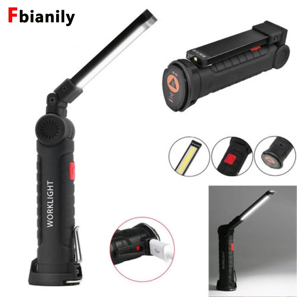 

NEW 5 Mode COB Flashlight Torch USB Rechargeable LED Work Light Magnetic COB Lanterna Hanging Hook Lamp For Outdoor Camping