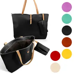 Для женщин сумка большой карман повседневное Tote Сумочка Леди Простой искусственная кожа комплект вечерние Мода с кошелек