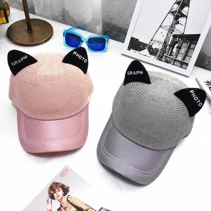 Cat Ears Shade Duck Cap Tide Summer Curved Eaves Baseball Breathable Wild Equestrian Female | Аксессуары для одежды