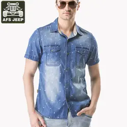 AFS JEEP брендовая рубашка мужские рубашки с отложным воротником Джинсовая рубашка мужская с принтом Военная Повседневная свободная Мужская