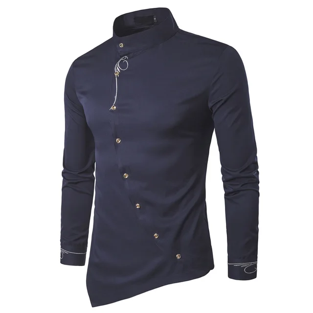 2018 moda nueva manga larga camisa masculina ropa para