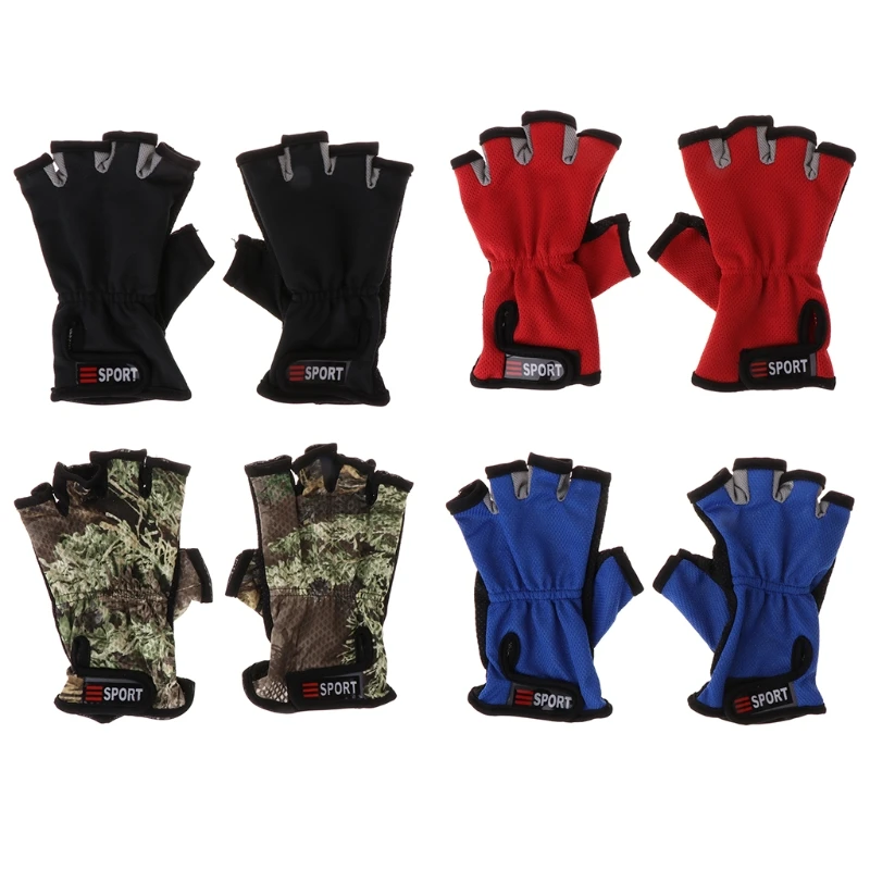 

Cycling Gloves Fishing Mitten 5 Half Fingers Breathable Non Slip Outdoor Camping #0706
