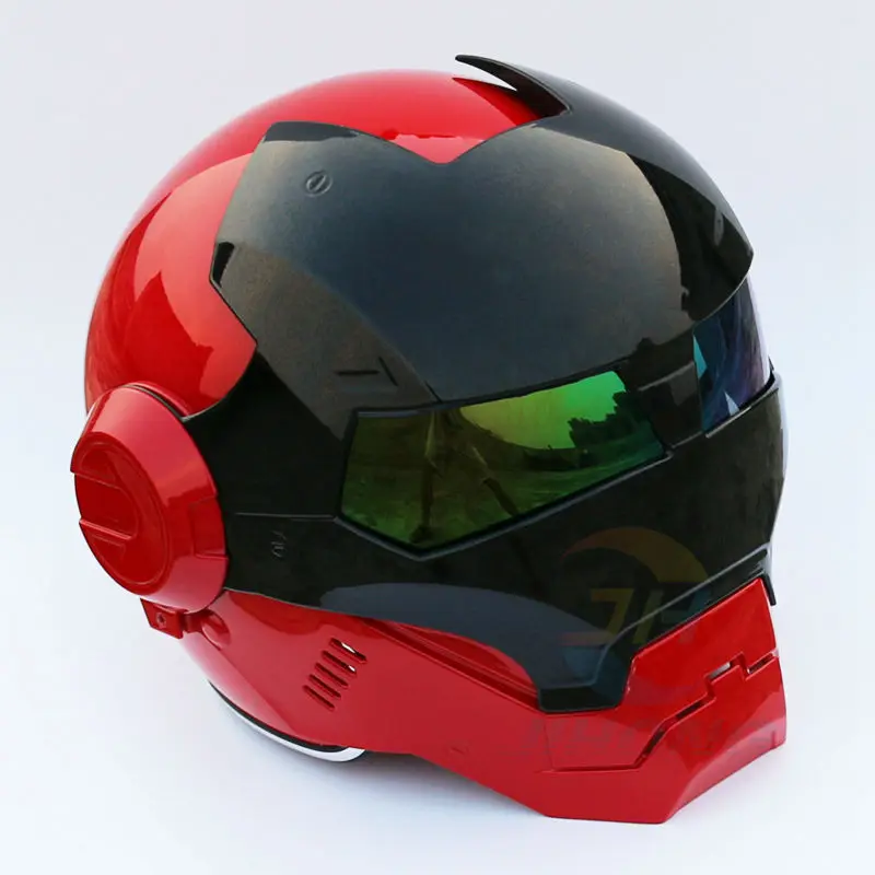 Masei ярко-красный и черный мужской женский Железный человек шлем мотоциклетный полушлем открытый шлем ABS шлем для мотокросса