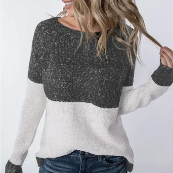 

Harajuku Color Patchwork Sweatshirt Women Winter Warm Long Sleeves Pullovers Tops Streetwear Plus Size SJ1617U