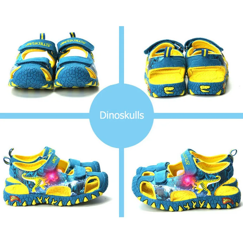 Dinoskulls Boys Sandals Light Up Led Summer Kids Shoes 3D Dinosaur Leather Children Beach Sandals 2019 Anti-Slip Glowing Shoes Dinoskulls Boys Sandals Light Up Led Summer Kids Shoes 3D Dinosaur Leather Children Beach Sandals 2019 Anti-Slip Glowing Shoes
