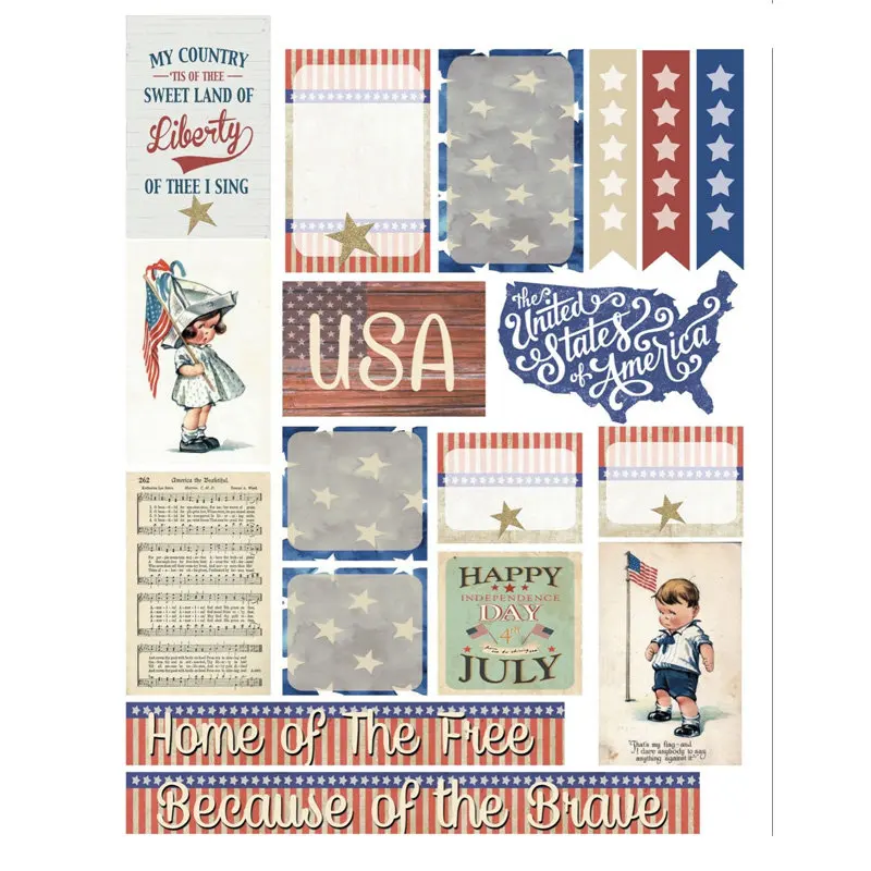 

2 PCS Retro USA Decor Scrapbook Bullet Journal Stationery Stickers Planner Calendar Agenda School Art Craft Supplies